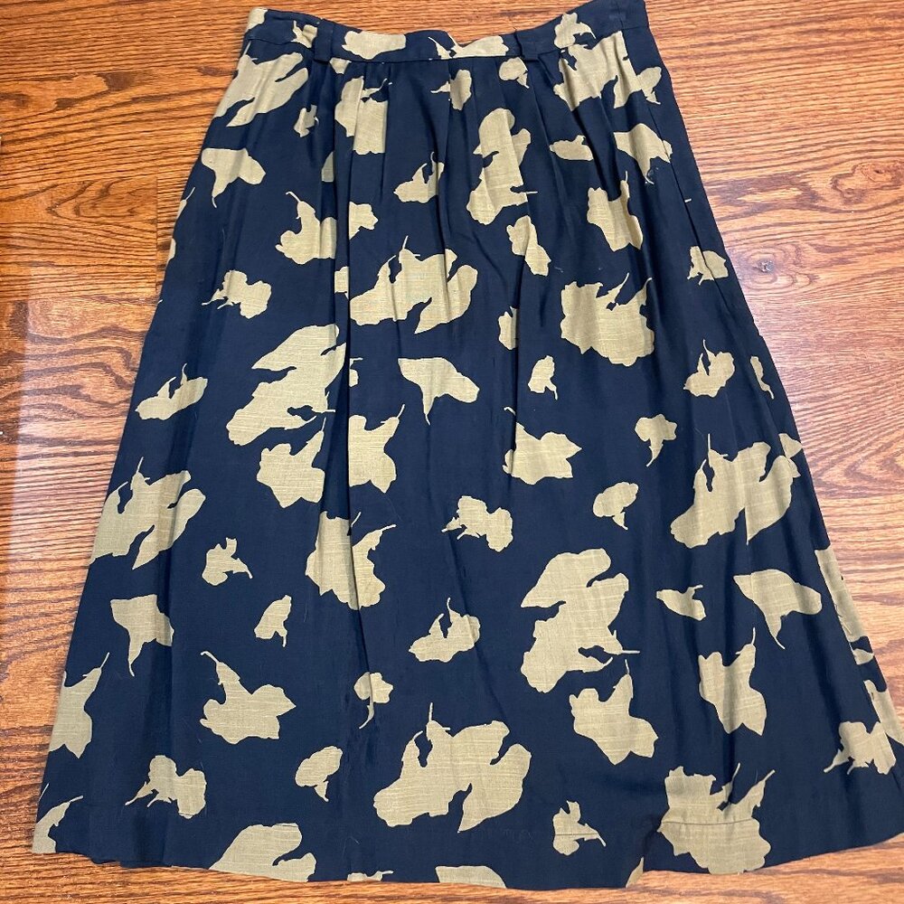 Steven Alan Printed Aline Skirt – Navy with Tan Abstract Shapes